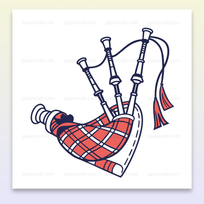 Illustration d'une cornemuse festive, idéale pour créations DIY et éducatives.