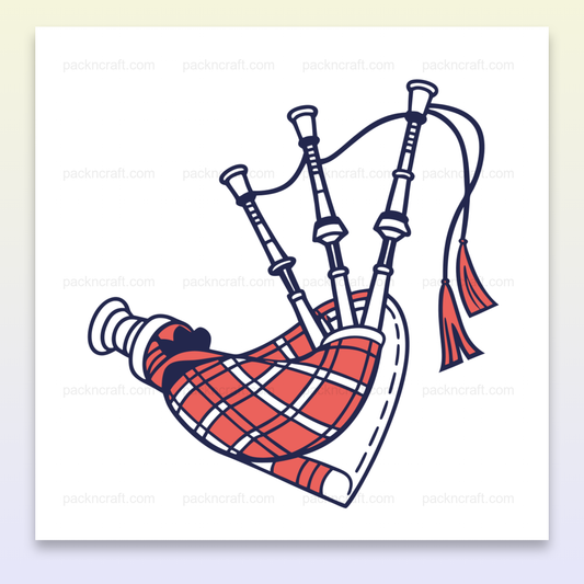 Illustration d'une cornemuse festive, idéale pour créations DIY et éducatives.