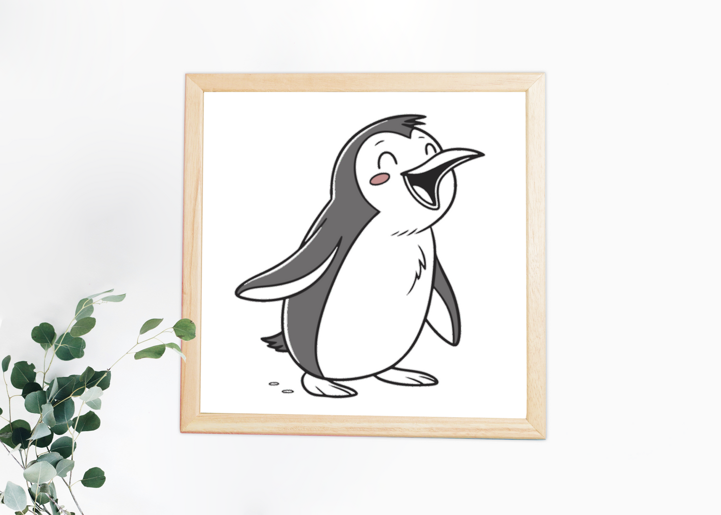 Cadre minimaliste avec pingouin joyeux chantant apportant une touche hivernale