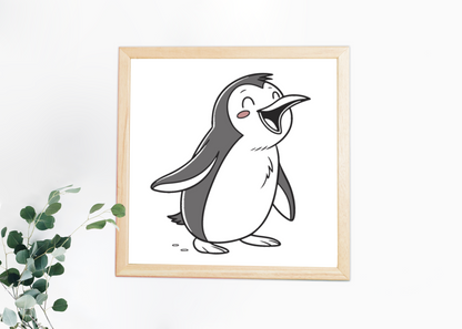 Cadre minimaliste avec pingouin joyeux chantant apportant une touche hivernale