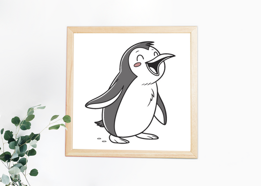 Cadre minimaliste avec pingouin joyeux chantant apportant une touche hivernale