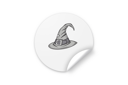 Sticker avec dessin style doodle représentant un chapeau de sorcier sur le thème Halloween