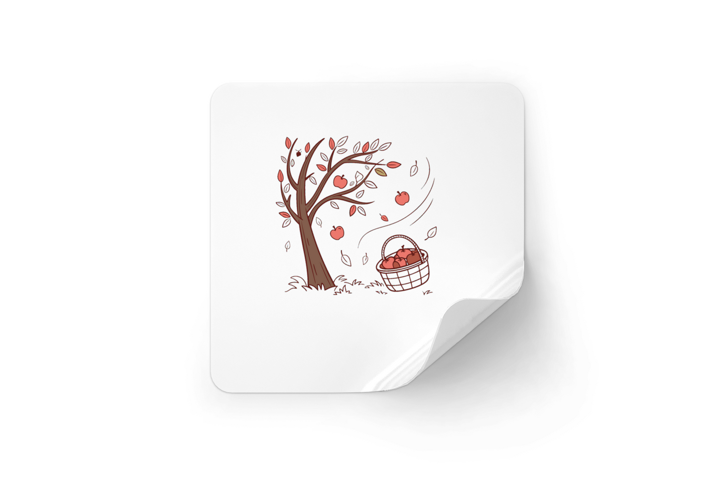 Sticker avec motif Pommes dans le Vent style doodle pour une ambiance automnale