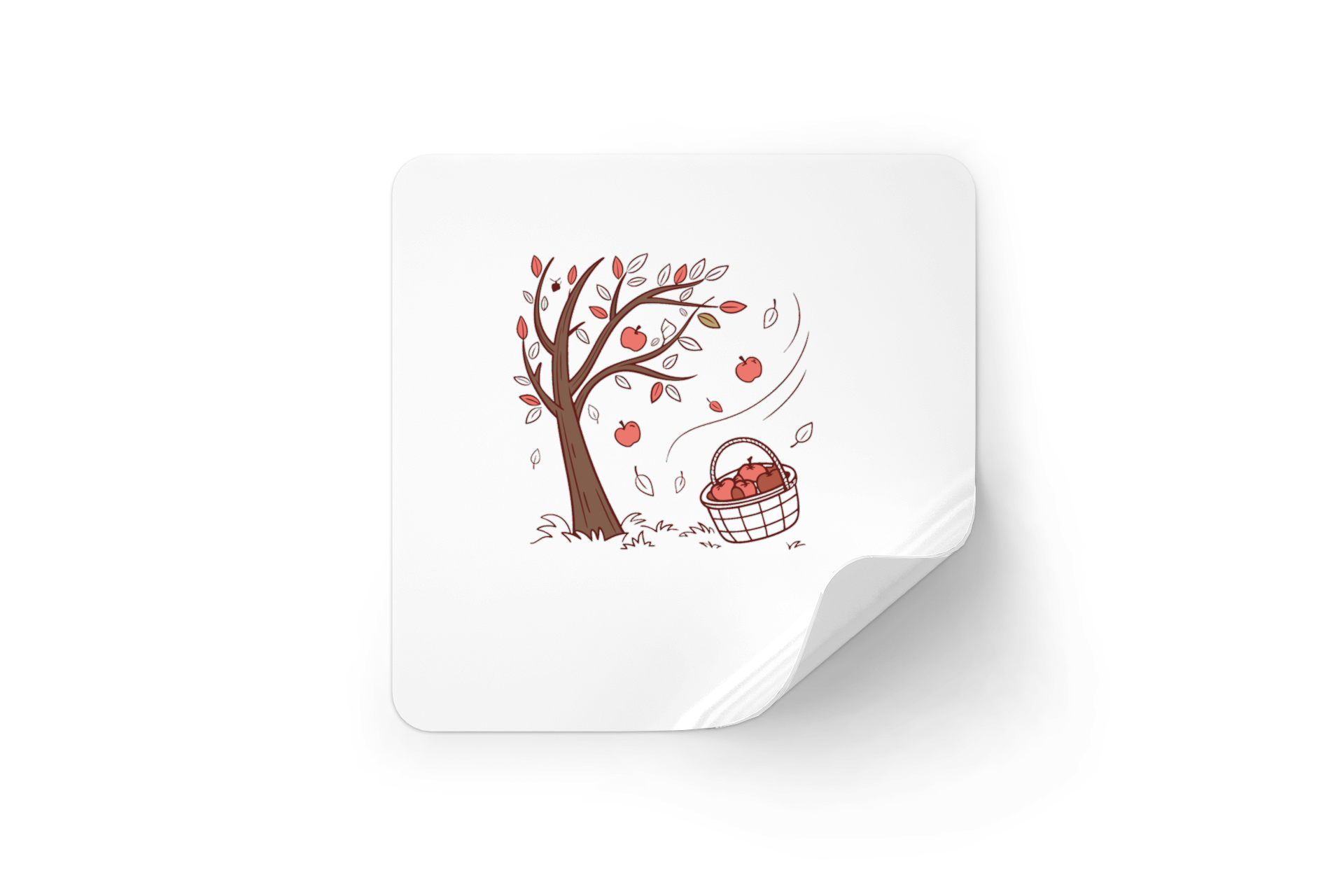 Sticker avec motif Pommes dans le Vent style doodle pour une ambiance automnale