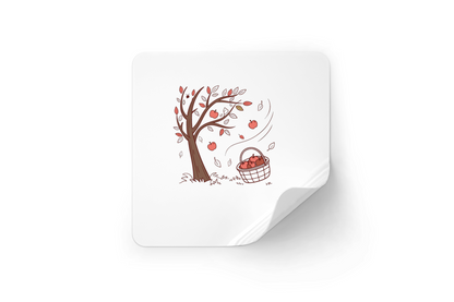 Sticker avec motif Pommes dans le Vent style doodle pour une ambiance automnale