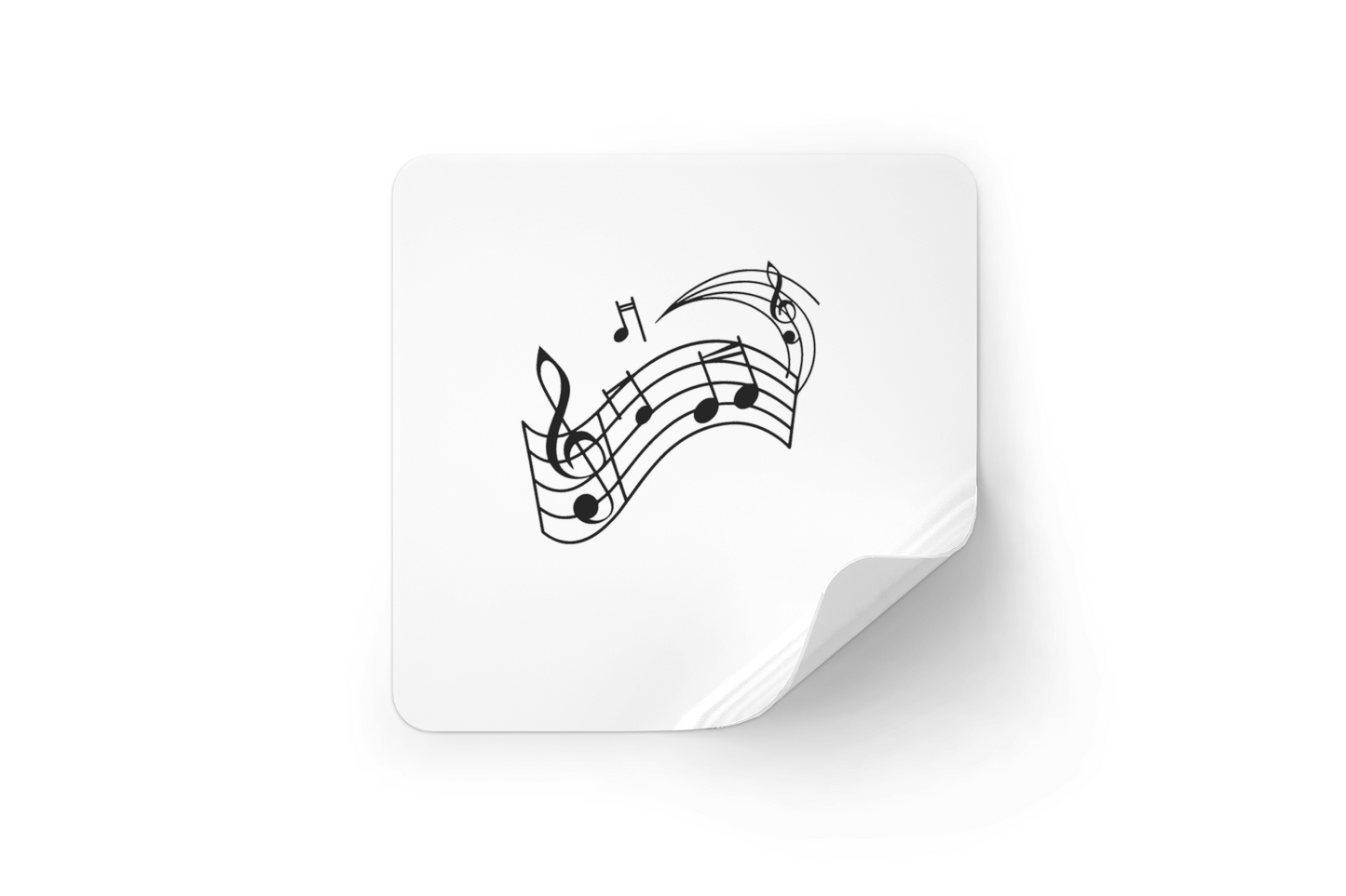 Sticker vibrant avec motif musical, notes fluides dans un style graphique élégant