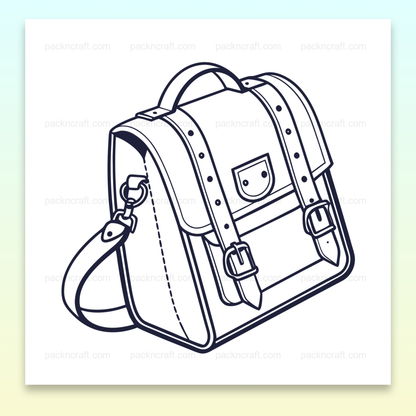 Illustration minimaliste de cartable rétro en SVG, idéale pour papeterie et déco éducative.