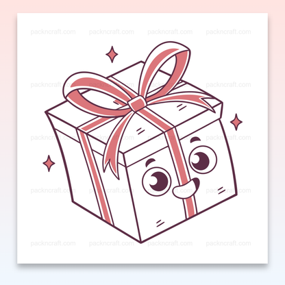 Visuel de boîte cadeau kawaii pour stickers