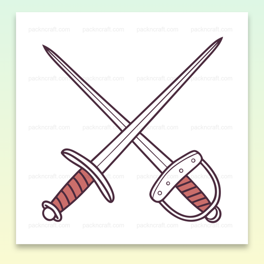 Illustration de deux épées croisées, style doodle, pour projets créatifs DIY