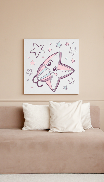 Cadre décoratif avec étoile kawaii en style anniversaire