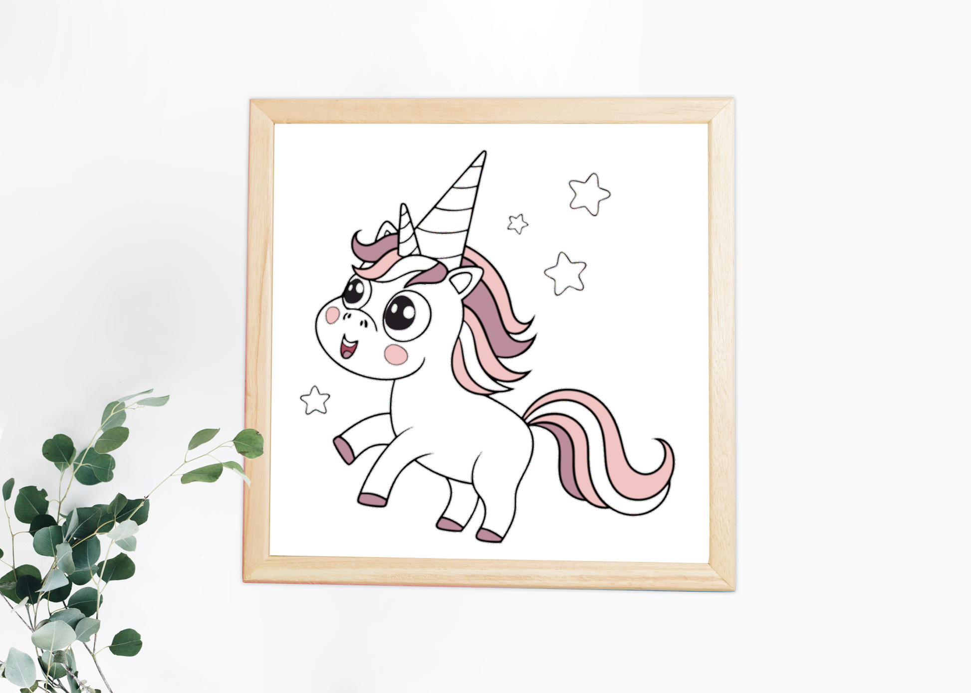 Cadre décoratif licorne kawaii pour chambre d'enfant