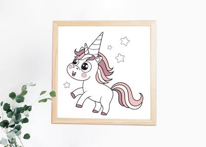 Cadre décoratif licorne kawaii pour chambre d'enfant