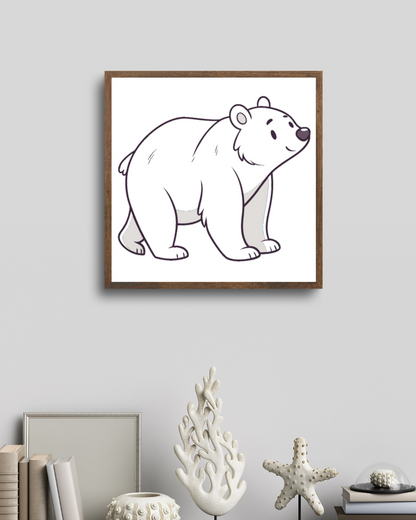 Cadre décoratif avec ours polaire kawaii sur fond hivernal