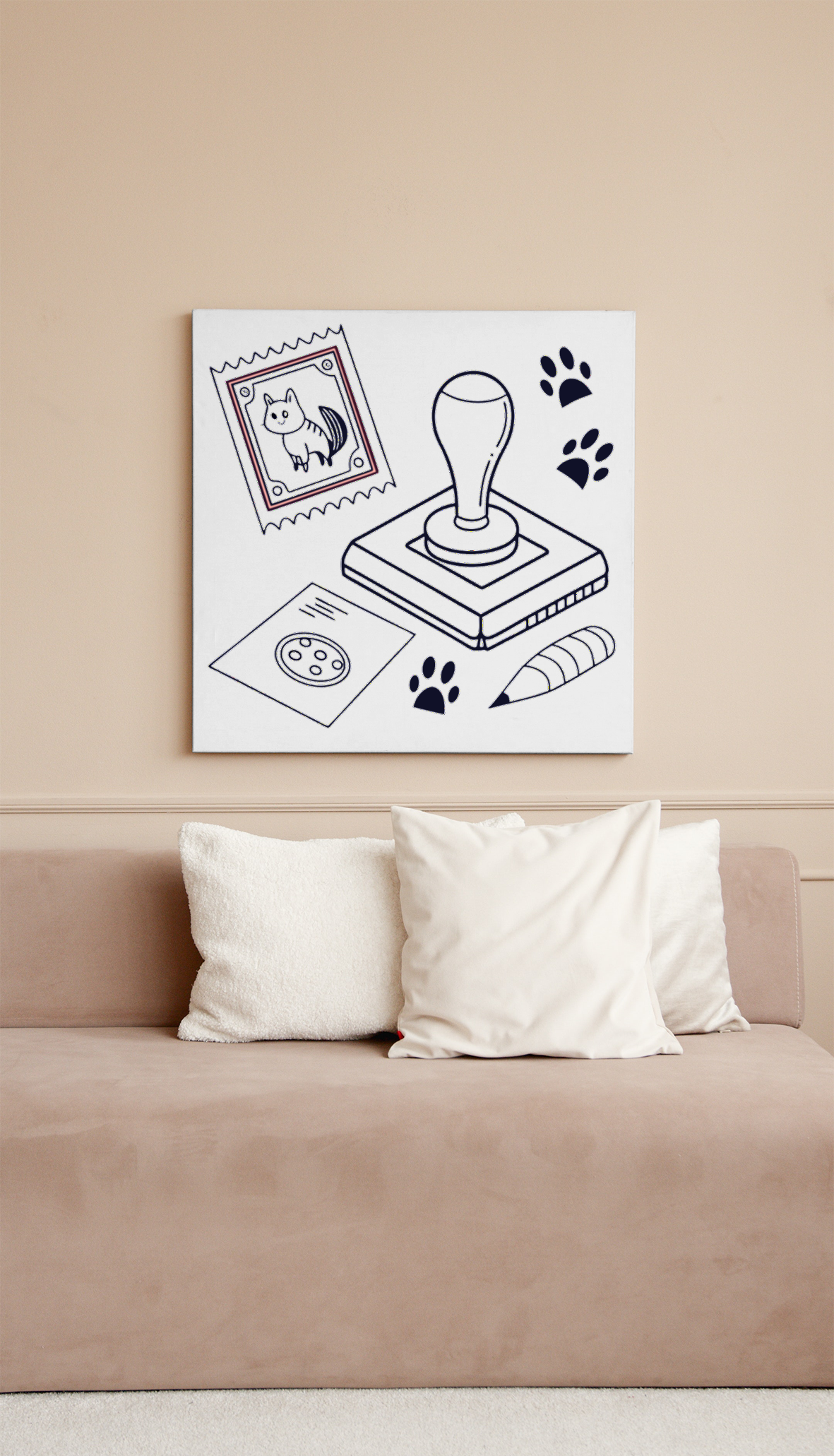 Cadre avec icône numérique minimaliste, idéal pour un décor créatif scolaire.