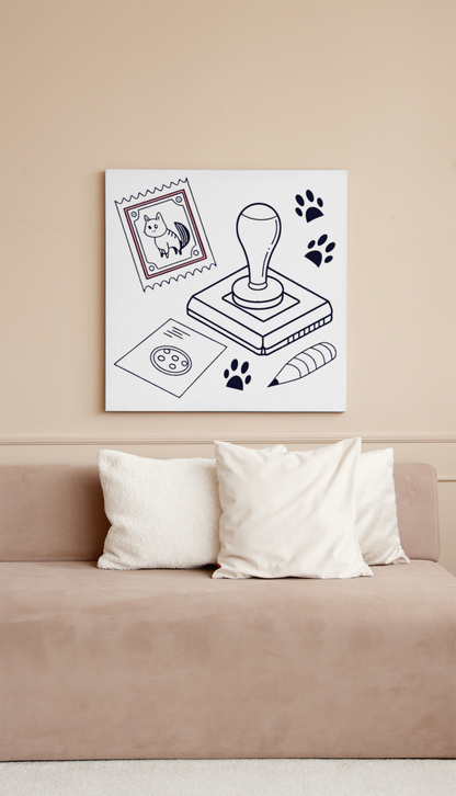 Cadre avec icône numérique minimaliste, idéal pour un décor créatif scolaire.