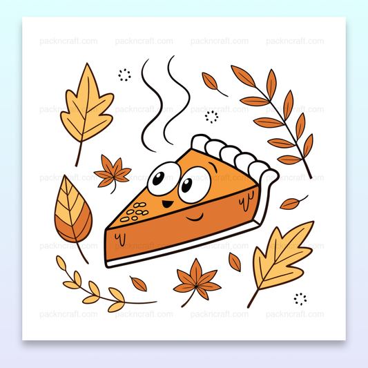 Illustration numérique d'une part de tarte joyeuse en automne pour DIY et déco.