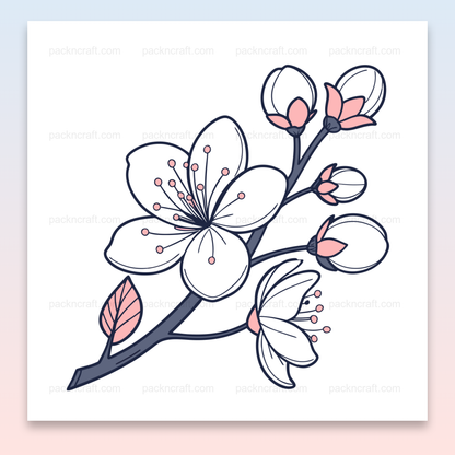 Illustration de fleur Sakura en éclosion, utilisable pour projets DIY et papeterie