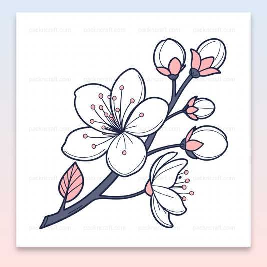 Illustration de fleur Sakura en éclosion, utilisable pour projets DIY et papeterie