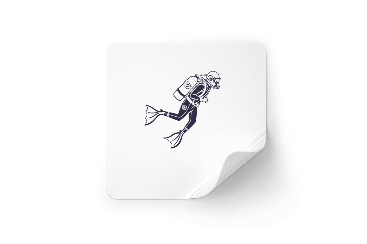 Sticker vibrant avec icône de plongeur évoquant une aventure aquatique passionnante