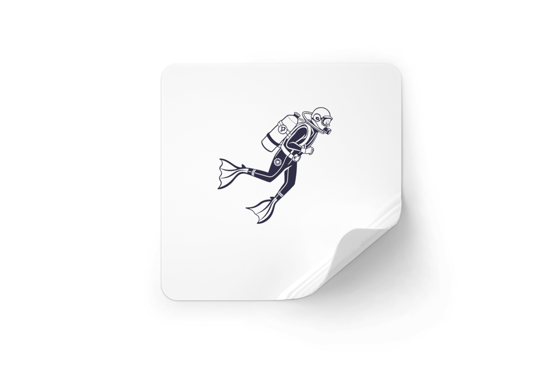 Sticker vibrant avec icône de plongeur évoquant une aventure aquatique passionnante