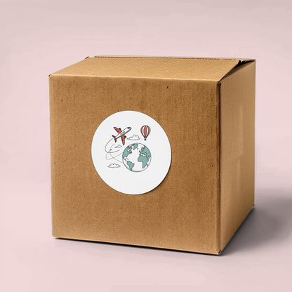Sticker avec dessin de voyage en avion style doodle pour globe-trotter