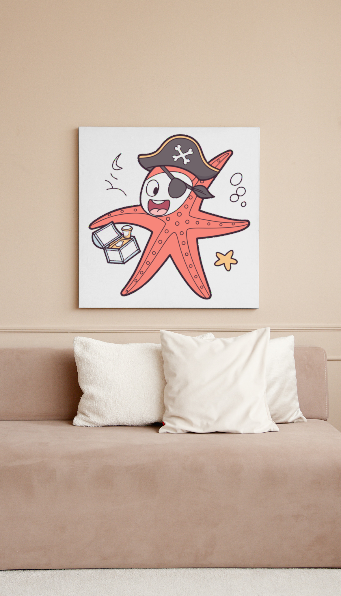 Cadre décoratif avec étoile de mer pirate joyeuse pour une aventure marine ludique