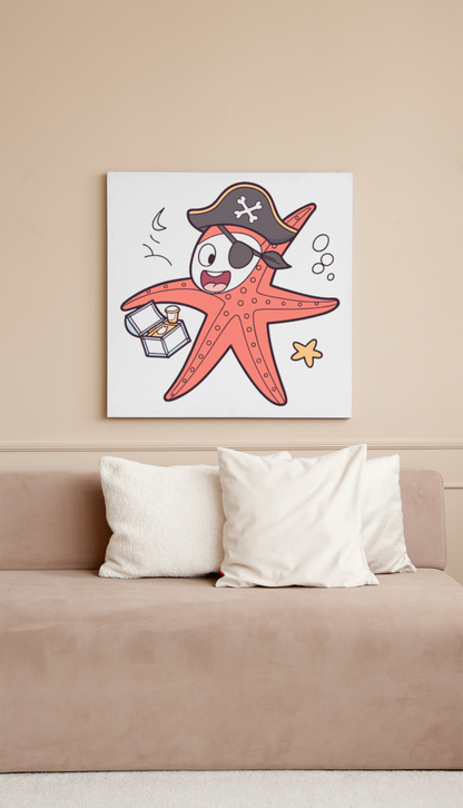 Cadre décoratif avec étoile de mer pirate joyeuse pour une aventure marine ludique
