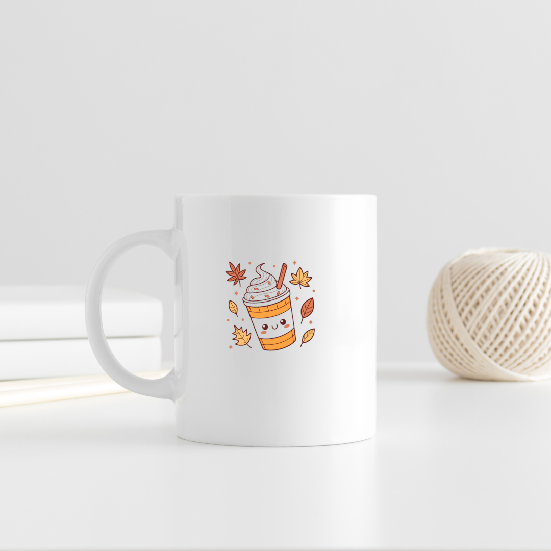 Mug avec illustration kawaii d'un latte joyeux pour une déco gourmande stylée