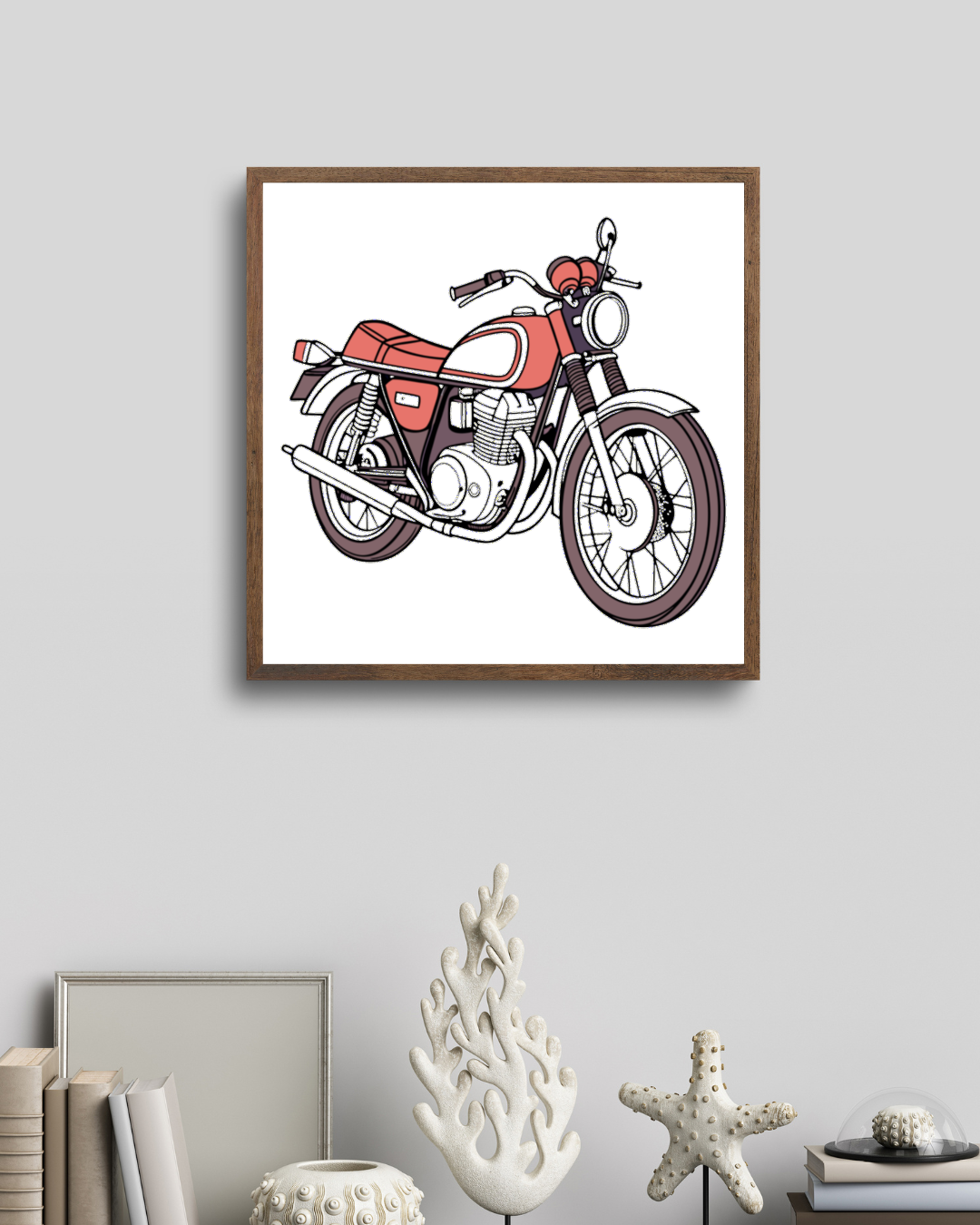 Cadre décoratif vintage avec illustration Honda CB750 1969
