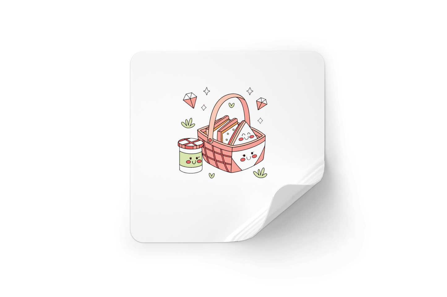 Sticker estival pastel avec panier de pique-nique joyeux parfait pour l'été