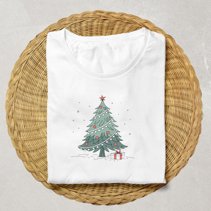 T-shirt festif orné d'un sapin enchanté style doux