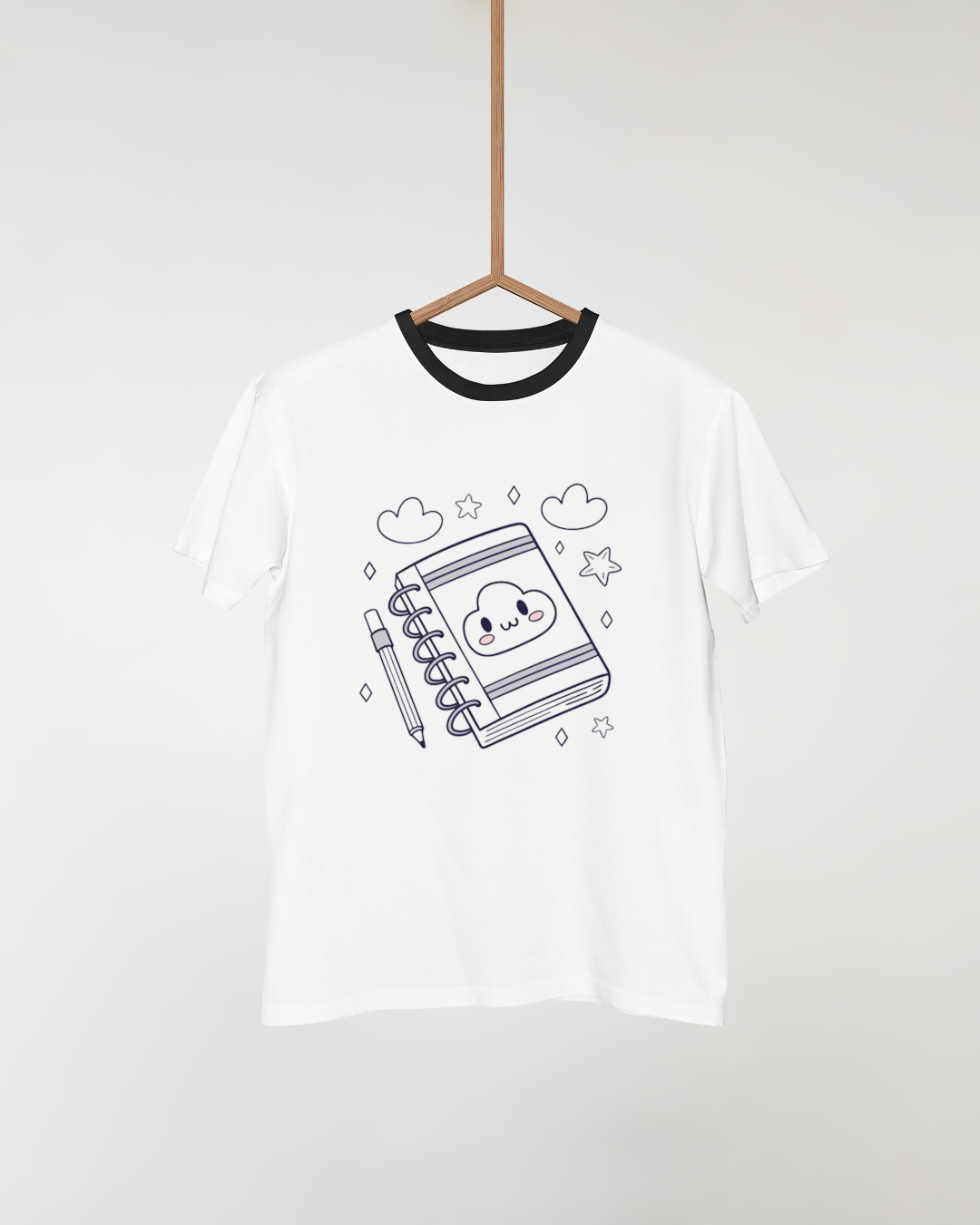 T-shirt créatif avec nuage rêveur style kawaii minimaliste pour école