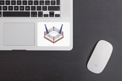 Sticker sport thematic avec ring de boxe isométrique style vectoriel élégant