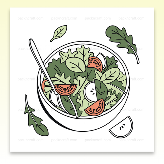 Illustration minimaliste de salade fraîche, idéale pour projets culinaires et DIY.