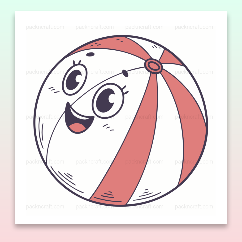Illustration numérique de balle de plage joyeuse, idéale pour déco estivale et projets créatifs.