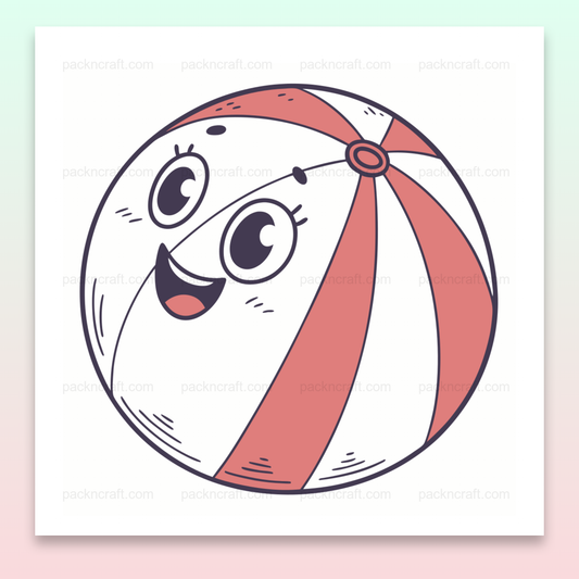 Illustration numérique de balle de plage joyeuse, idéale pour déco estivale et projets créatifs.