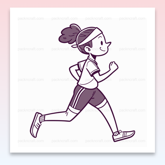 Illustration d'un enfant joggeur joyeux en style monochrome, idéal pour projets sportifs et éducatifs