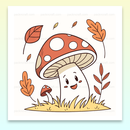 Illustration de champignon joyeux en automne, fichier SVG numérique pour DIY.