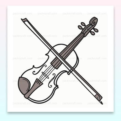 Illustration vectorielle de violon avec archet, idéale pour projets DIY et déco musicale