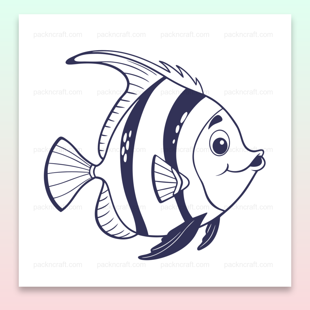 Illustration minimaliste d'un poisson souriant pour projets créatifs.