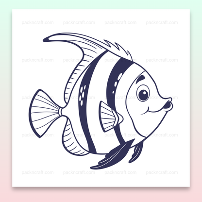 Illustration minimaliste d'un poisson souriant pour projets créatifs.