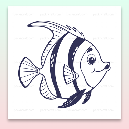 Illustration minimaliste d'un poisson souriant pour projets créatifs.