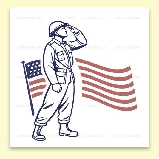 Illustration de soldat en uniforme saluant en style vintage, Soldat saluant encadré, idéal pour affiches patriotiques, Design de soldat pour mugs, parfait pour les amateurs de café, Image vintage de soldat pour impression textile, Sticker de soldat en uniforme pour décoration personnalisée