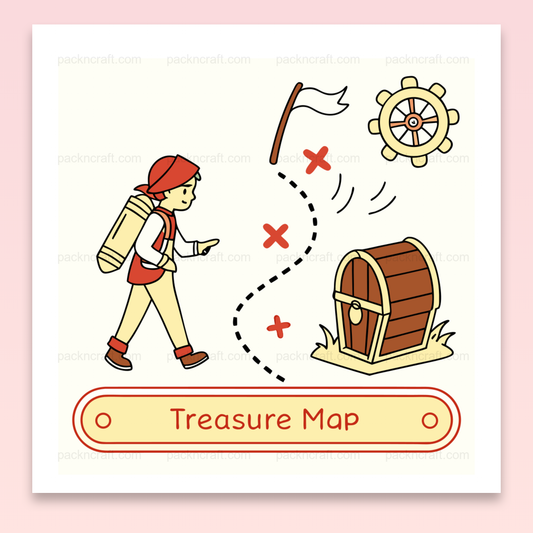 Illustration d'explorateur en quête de trésor pour décoration et projets éducatifs.