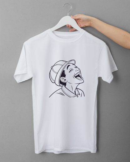 T-shirt avec motif casque joyeux style digital burst de gaieté