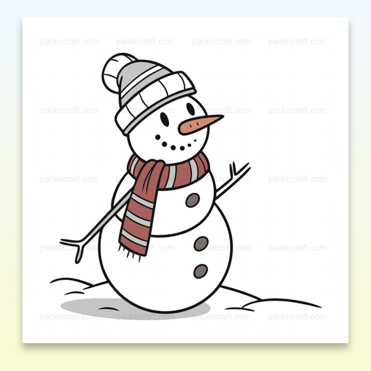 Illustration d'un bonhomme de neige joyeux en style kawaii pour projets DIY.