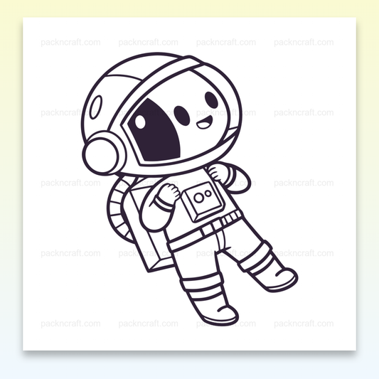 SVG minimaliste d'un petit astronaute flottant, idéal pour DIY et papeterie.