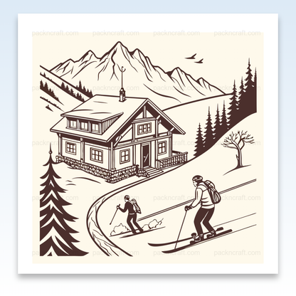 Poster vintage de chalet alpin pour décoration intérieure