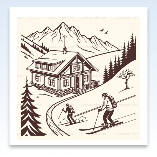 Poster vintage de chalet alpin pour décoration intérieure