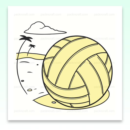 Illustration de ballon de plage ensoleillé sur sable avec palmiers pour DIY et déco estivale